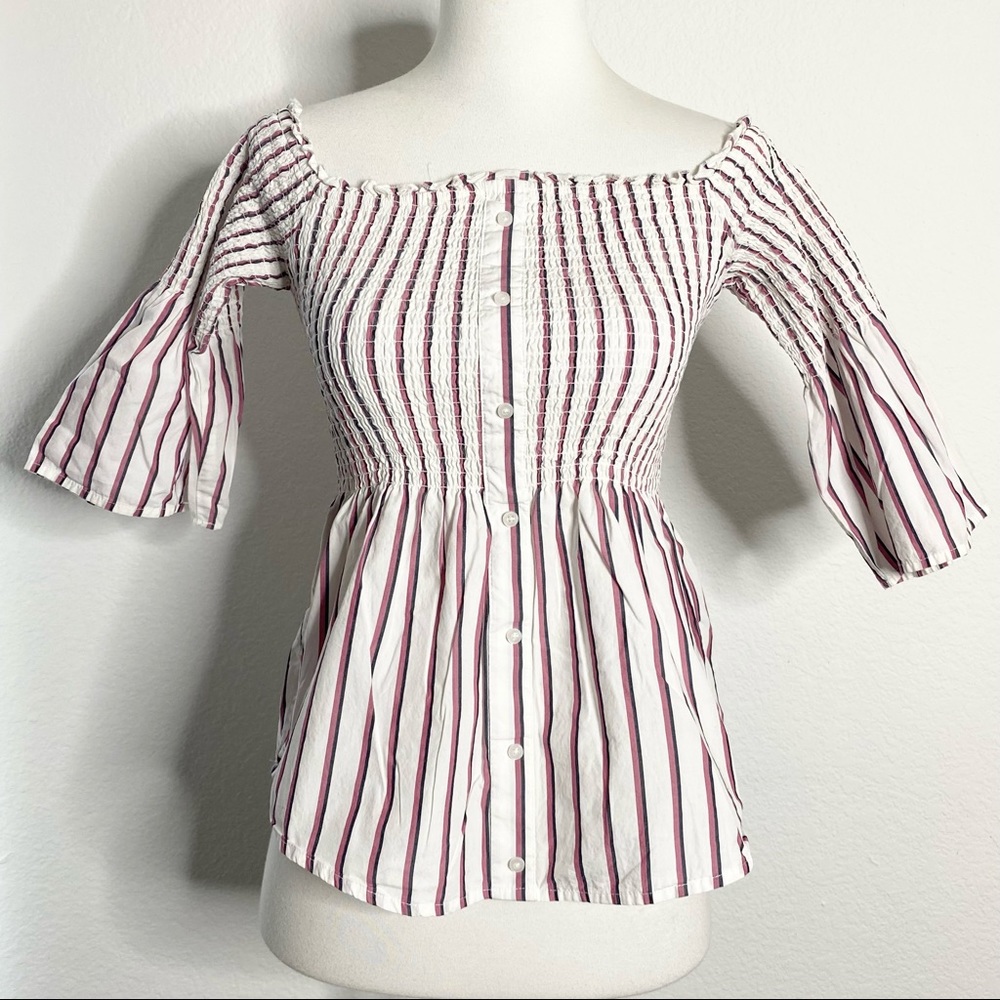 ABERCROMBIE & FITCH Striped Button Top